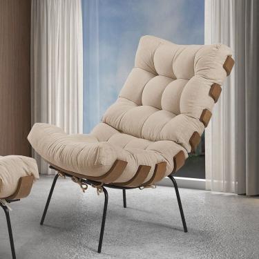 Imagem de Poltrona Em Linho Costela Bege Médio