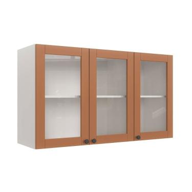 Imagem de Aéreo 3 Portas 120cm Com Portas De Vidro Arizona Cabecasa Madeiramadeira Branco Terracota