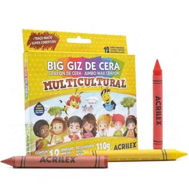 Imagem de Big Giz De Cera Multicultural 110g - Acrilex - Unica Big Giz De Cera Multicultural 110g - Acrilex -