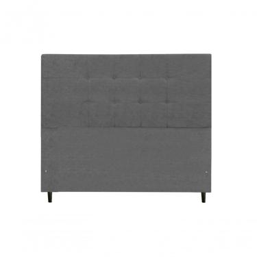 Imagem de Cabeceira Maveric Estofada Com Botão De Tecido Para Cama Box Casal King Size 195cm Chumbo -