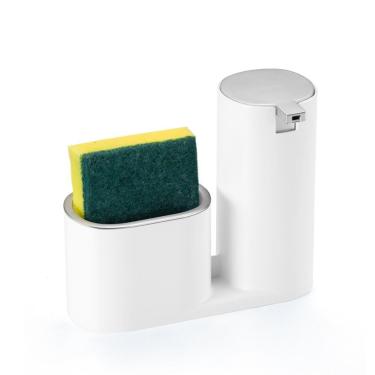 Imagem de Dispenser Para Detergente E Bucha Branco Com Prata 1169 - Arthi