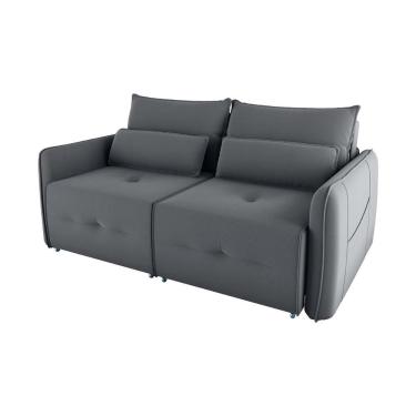 Imagem de Sofá Cama 2 Lugares Com Almofadas 205cm Celine Matrix Veludo Cinza