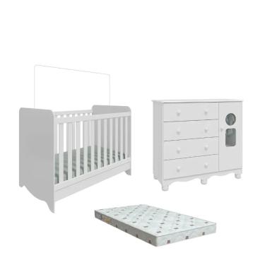 Imagem de Quarto Bebe Berço e Cômoda MDF Dorabelly BenDyte + Colchão