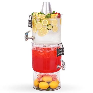 Imagem de Buddeez Beverage Dispenser With Stand - (2 Count) Stackable 2 Gallon Tritan Clear Drink Dispenser, Large Party Drink Dispenser, Top Lid For Cups & Fruit, (Bonus Chalkboard ID Tag)
