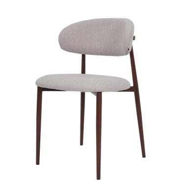 Imagem de Cadeira Lucy Com Estofado Em Linho Cinza E Estrutura Metálic