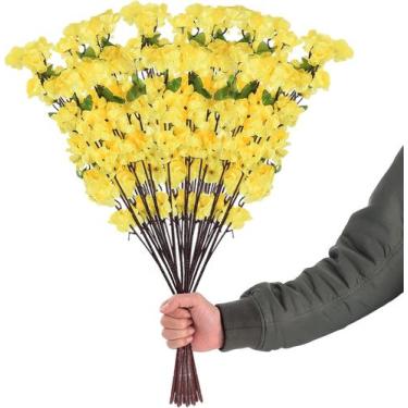 Imagem de 10 Ramos Galhos Flores de Cerejeiras Pessegueiro Amarelo - La Caza Sto