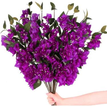 Imagem de 10 Galhos flores Primavera Bougainville 80cm Roxo Artificiais - La Caz