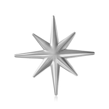 Imagem de Broche de estrela minimalista para mulheres e homens banhados a ouro/prata moda starburst broche elegante chapéu vestido bolsa terno cerimônia de gravata acessórios de roupas joias, 1.8 Inches, Metal