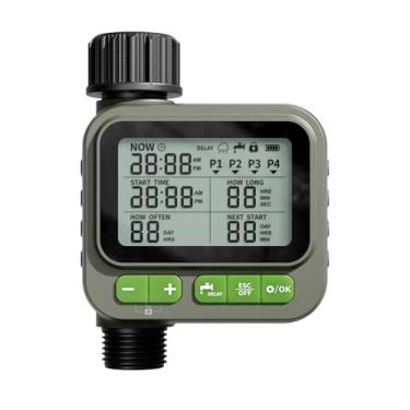 Imagem de NexusLab Temporizador de irrigação ao ar livre, temporizador de água para mangueira de jardim, irrigação programável com atraso de chuva/manual,