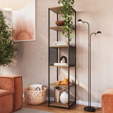 Imagem de Estante Industrial Alta 180x40cm com 5 Nichos P1023 Marrom