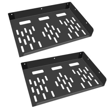 Imagem de Prateleira flutuante de metal, prateleira de projetor montada na parede, prateleiras de centro de entretenimento para AV, acessórios de TV, roteador WiFi, caixa de TV, caixas de cabo, leitor de DVD