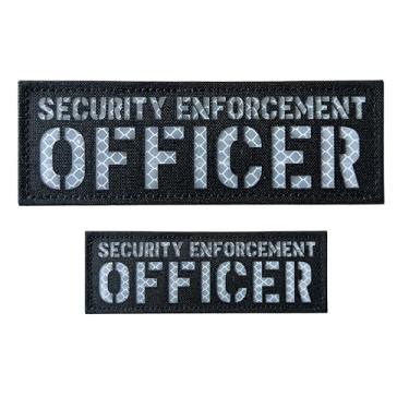 Imagem de Pacote com 2 adesivos refletivos para oficial de segurança armado com gancho, um pequeno e um grande (Security Enforcement Officer-W)