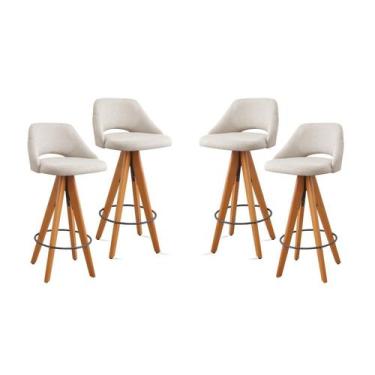 Imagem de Kit 4 Banquetas Giratórias Estofadas com Encosto Nicole - Zurc Decor