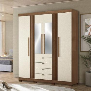 Imagem de Guarda-roupa 4 Portas 4 Gavetas com Espelho e Pés Mdp Aurora - Santos 
