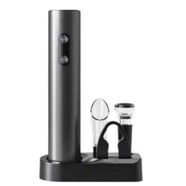 Imagem de Abridor de Garrafa de Vinho Elétrico a Pilha Automático Multiuso 5 em 1 com Base, Aerador, Cortador e Despejador de Decantação - Elegante e Prático - Cores Sortidas