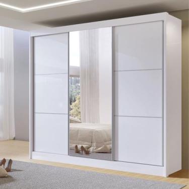 Imagem de Guarda-Roupa Casal 3 Portas de Correr com Espelho 100 % MDF Cristal - 