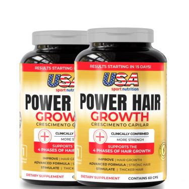 Imagem de Crescimento Capilar ACELERADO - Power Hair Growth (FÓRMULA AMERICANA) (120 Cap) - USA Sport Nutrition