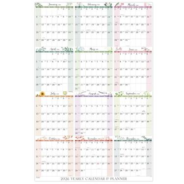 Imagem de Calendário de parede anual 2024 - calendário de parede 2024, calendário de parede anual 2024, de janeiro de 2024 a dezembro de 2024, com data juliana, papel grosso, vertical, 58 cm x 87 cm (aberto) - 10 adesivos redondos firmes