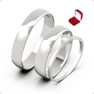 Imagem de Par Aliança Namoro 4Mm Prata 950 Abaulada Polida