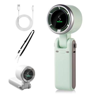 Imagem de Ventilador turbo portátil portátil, ventiladores portáteis dobráveis de 5 velocidades, ventiladores elétricos recarregáveis de alta velocidade, mini ventilador de resfriamento de gelo 3 em 1 para mão