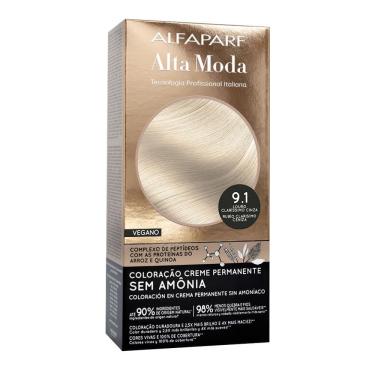 Imagem de Coloração Creme Permanente Alfaparf Alta Moda Vegano Sem Amônia 9.1 Louro Claríssimo Cinza
