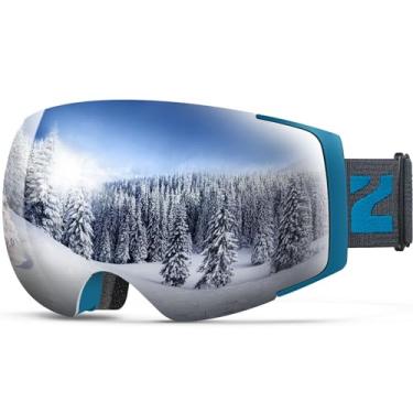 Imagem de X4 Ski Goggles Magnetic Lens - Snowboard Goggles for Men Women Adult - Snow Goggles Anti-fog UV Protection (Blue Frame Revo Silver Lens)