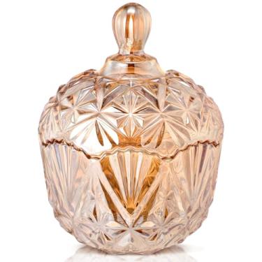 Imagem de DoubleFill Prato grande de vidro de 737 g com tampas, pote de cristal de Natal com tampa, pote de vidro coberto decorativo de Halloween, caixa de joias, recipientes de biscoito de buffet de casamento