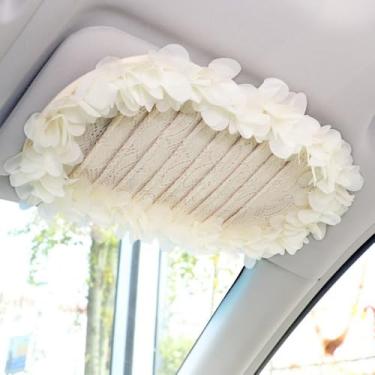 Imagem de Lindo estojo de armazenamento de CD fofo, clipe organizador de viseira de sol de renda de pelúcia, bolsa de bolso multifuncional para cartão, universal para carro (4)