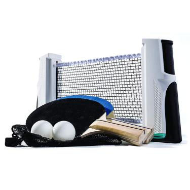 Imagem de Franklin Sports Tênis de mesa em qualquer lugar – Conjunto completo de pingue-pongue portátil – Inclui pás de pingue-pongue, bolas, rede, bolsa de transporte fácil – Fácil configuração – expande até 1,8 m – Fixa-se facilmente às superfícies da mesa