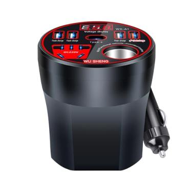 Imagem de Porta De Carregador Automotivo - Carregador USB Para Carro Com Inversor Para Telefone | Inversor Automotivo Versátil Acessórios Para Viagem Para Tablets E Laptops Acampamento Férias