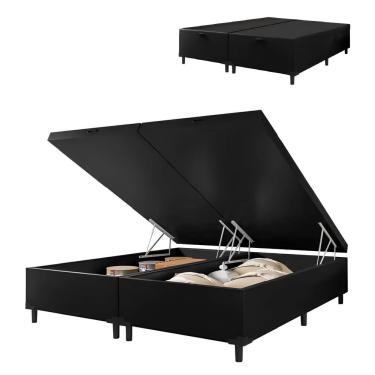 Imagem de Cama Box Com Baú King 1,93m Prince Suede Preto