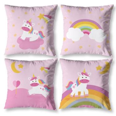 Imagem de Kit 4 Capas Almofada 40cm X 40cm Decorativa Infantil Kids Digital Sem 