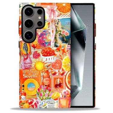 Imagem de DAIZAG Capa para Samsung Galaxy S24 Ultra, capa de proteção de nível militar, colagem de frutas laranja brilhante estética (amassada)