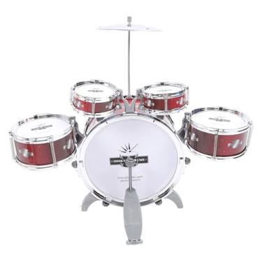 Imagem de Fockety Conjunto de Bateria de Jazz Infantil, 5 Tambores de Tambores de Tambor de de Tambor Com de Com Banquinho, Brindes de Bateria de Jazz de Rocha Plástica