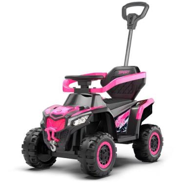 Imagem de Quadriciclo Aventura Rosa Carrinho De Passeio Infantil Com Música E Fa