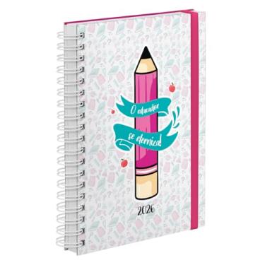 Imagem de Agenda Diária Plus 2026 Capa Dura Professores Desenhos Pink