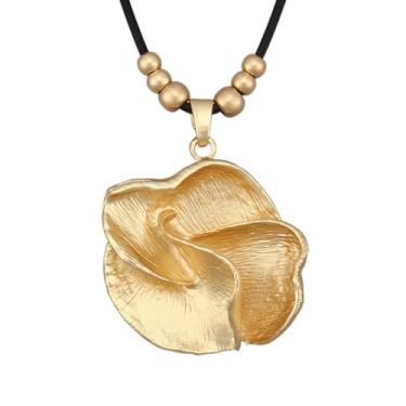 Imagem de JAOYU Colares boêmios para mulheres, colar de couro, pingente de madeira, gargantilha longa, marrom, círculo, boho, joia hippie, Couro sintético, Sem Pedra Preciosa