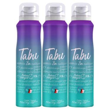 Imagem de Kit Desodorante Aerosol Antitranspirante Tabu Zen 150Ml com 3 Unidades