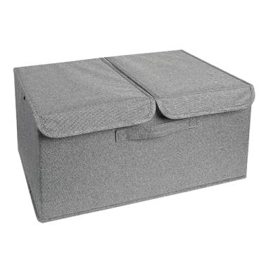 Imagem de Organizador de armazenamento de meias de roupas íntimas de roupa de roupa dupla tampa dobrável Caixa de armazenamento de roupas íntimas de calcinha grossa para bras Toalhas de (Cinza escuro)