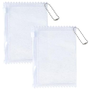 Imagem de H&W 6 peças de porta-cartões fotográficos brilhantes para cartões postais Lomo de 7,6 cm, porta-cartões de PVC, capa de plástico, porta-chaves, com 6 correntes de contas (6)