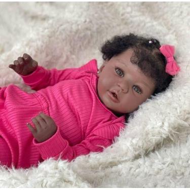 Imagem de Bebe Reborn Negra Perfeita Realista Linda Vinil Silicone, Enxoval com 