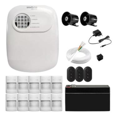 Imagem de Kit Alarme Com Fio Intelbras com 10 Sensores de Movimento e 2 Sirenes