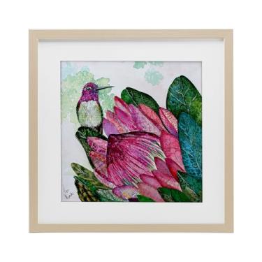 Imagem de Stupell Industries Impressão emoldurada Beija-flor e bétula Protea, design sob vidro, por Lisa Morales, 33 x 33
