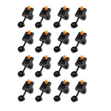 Imagem de 16 un Conector Ethercon Rj45 Keystone Ip65 Rede Fêmea Duplo Painel de Led Emenda Tomada Rack - PRETO