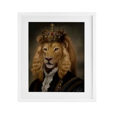 Imagem de Stupell Industries Impressão emoldurada do rei real leão branco sob o vidro por Matthew Piotrowicz, 21 x 17