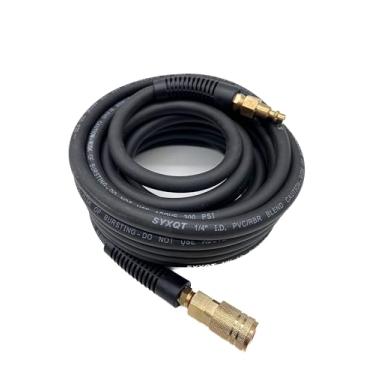 Imagem de SYXQT Mangueira de ar híbrida de 1/10.2 cm x 25 pés, resistente a 300 PSI, leve, resistente a dobras, flexibilidade para todos os climas com conexões de ar industrial de 1/10.2 cm e restritores de