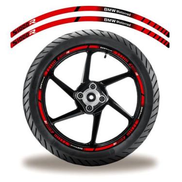 Imagem de Friso De Roda Adesivo Refletivo Bmw S1000R Preto E Vermelho - Cobra Mo