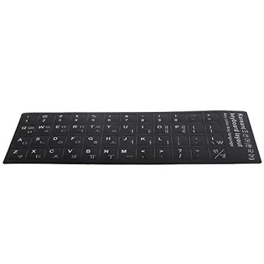 Imagem de Zopsc Adesivo de Teclado Coreano, Adesivo de Teclado de Fundo Preto, Impermeável à Prova de Poeira, Fácil Aplicar, Remova Material de PVC para Amantes Coreanos