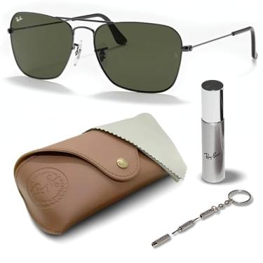 Imagem de Ray-Ban RB3136 CARAVAN Óculos de sol quadrados com kit de óculos – protetores de nariz ajustáveis – Óculos de sol quadrados formais e casuais ideais, Cinza (004 | 58 mm), 58 mm