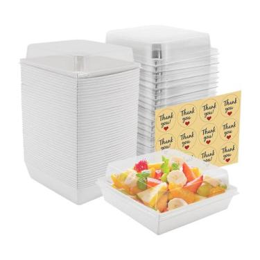 Imagem de Caixas de charcutaria de papel YTAXZ, pacote de 100 com tampas transpa